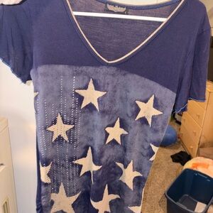 Navy Starry V-Neck Tee